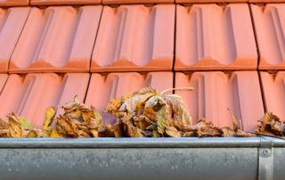 gutter full of leaves needs cleaning
